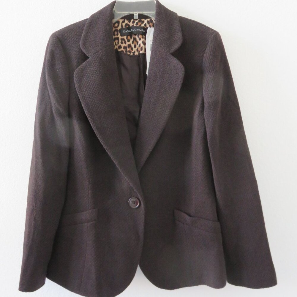 (#125) Dana Buchman Brown wool/silk blend jacket blazer fully lined Size 10